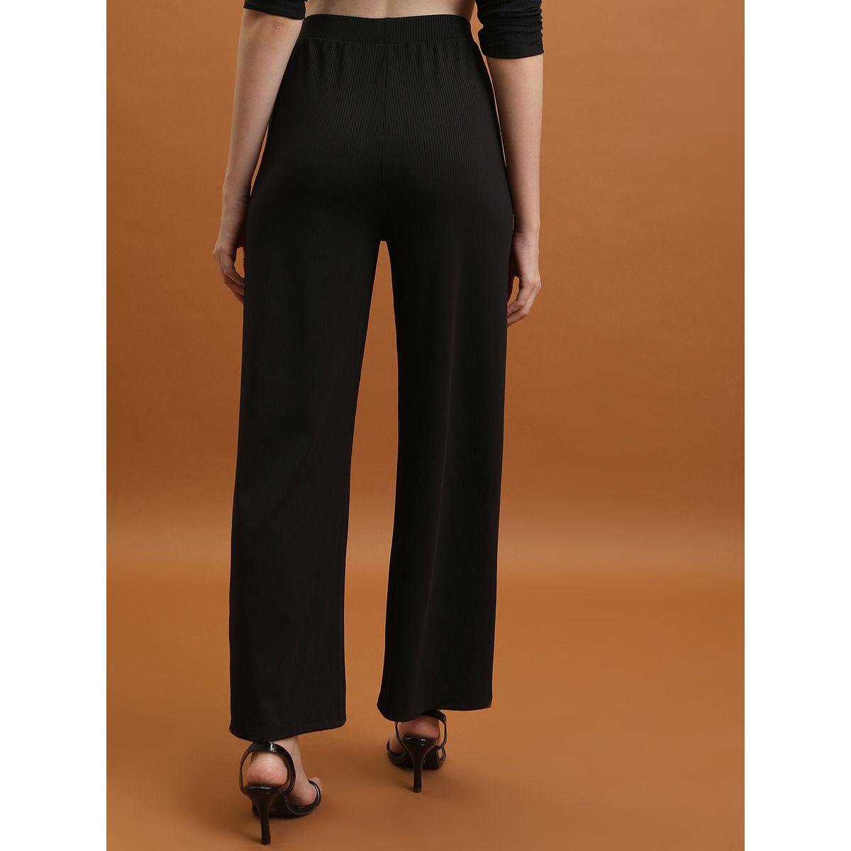 Tokyo Talkies X Styli  Ribbed Slit Detail Wide Leg Pants-women-clothing-bottoms-trousers-image-2
