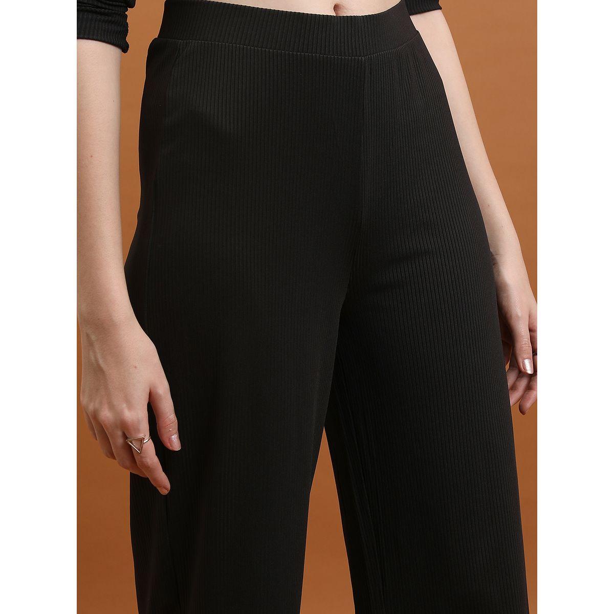 Tokyo Talkies X Styli  Ribbed Slit Detail Wide Leg Pants-women-clothing-bottoms-trousers-image-5