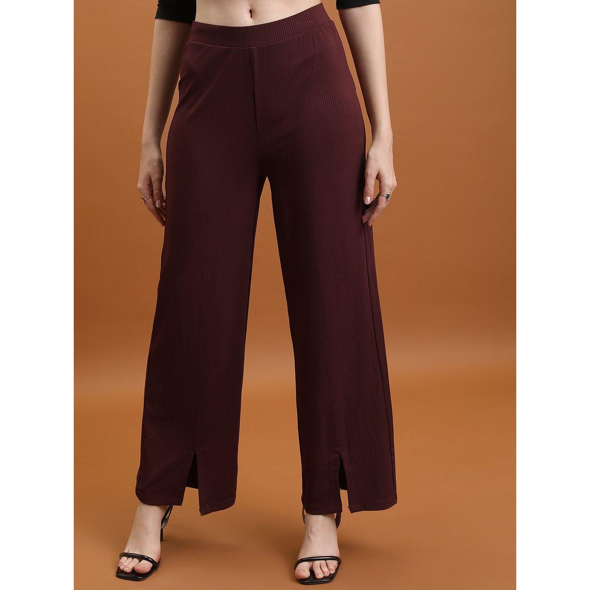 بنطال مضلع مع ارجل واسعة وشق طوكيو توكيز × ستايلي-women-clothing-bottoms-trousers-image-1