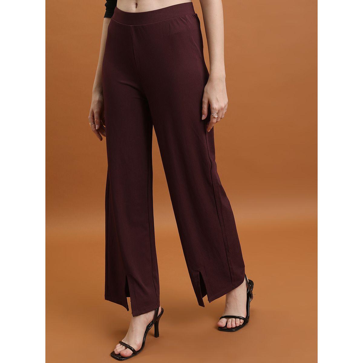 بنطال مضلع مع ارجل واسعة وشق طوكيو توكيز × ستايلي-women-clothing-bottoms-trousers-image-3