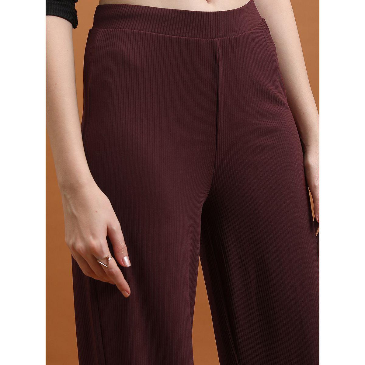 بنطال مضلع مع ارجل واسعة وشق طوكيو توكيز × ستايلي-women-clothing-bottoms-trousers-image-5