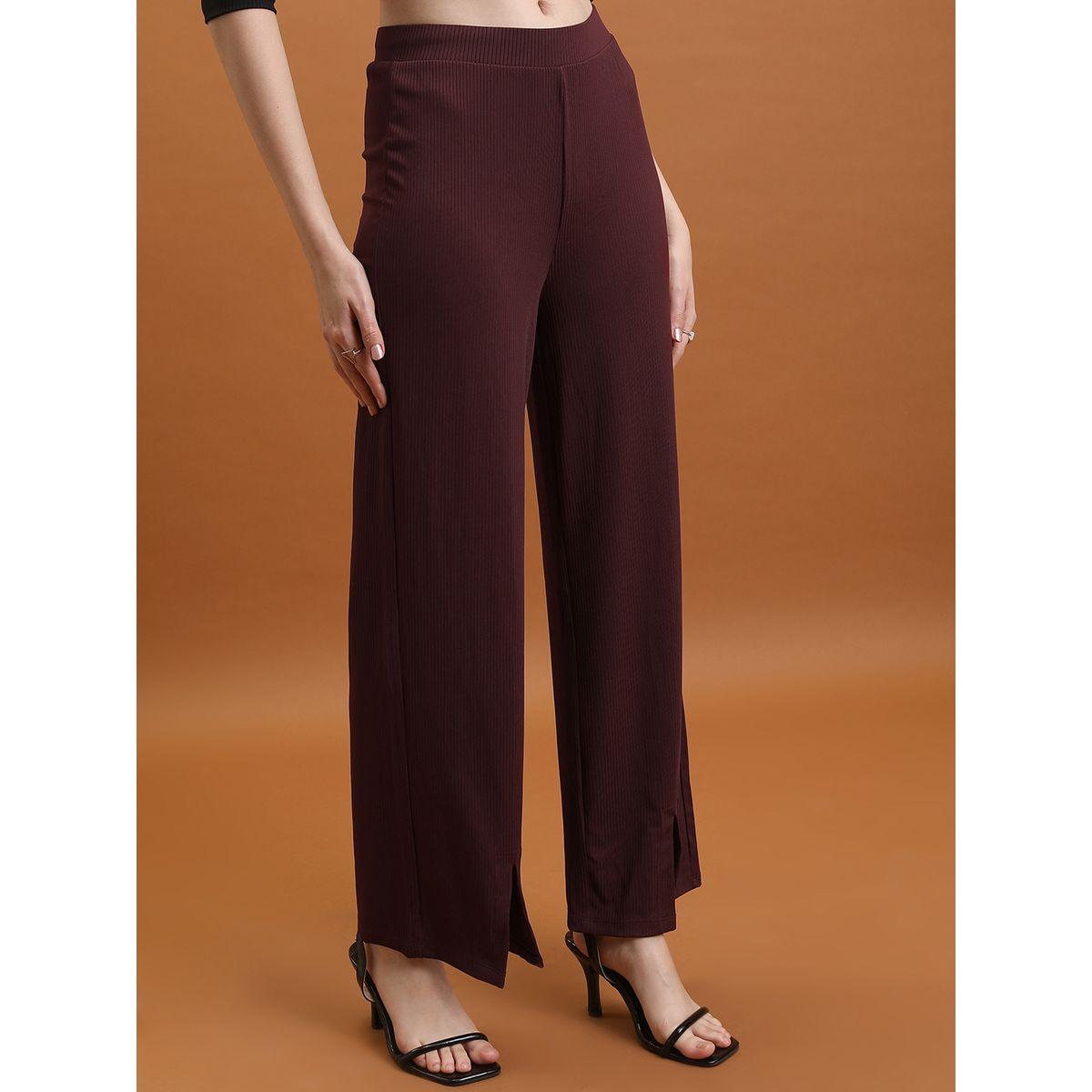 بنطال مضلع مع ارجل واسعة وشق طوكيو توكيز × ستايلي-women-clothing-bottoms-trousers-image-6