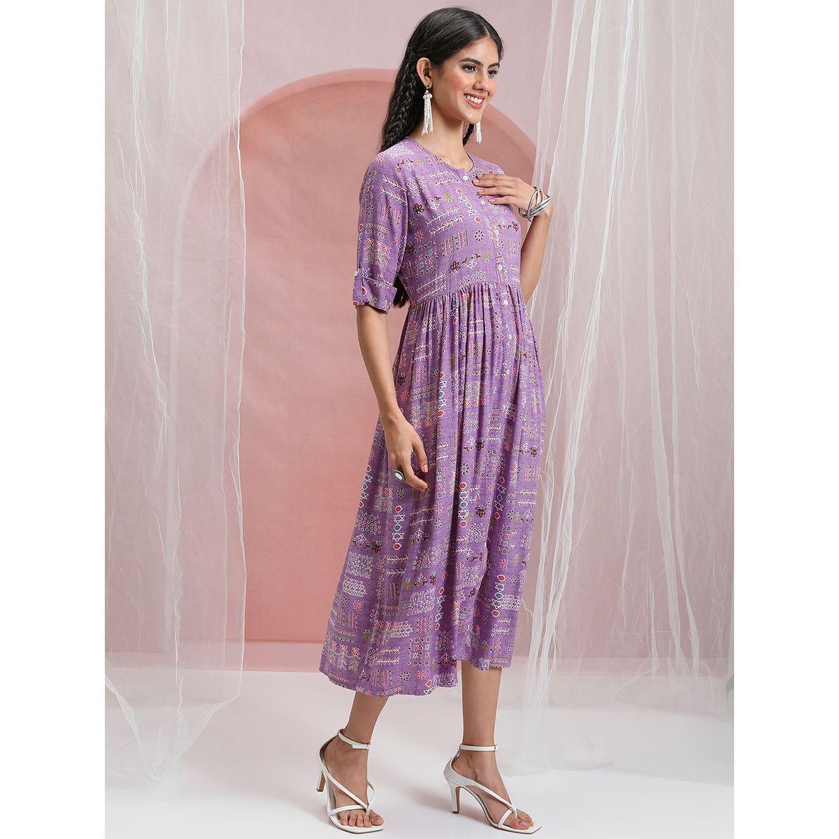 Vishudh X Styli  Boho Tribal Print A-Line Midi Dress-women-clothing-dresses-image-3