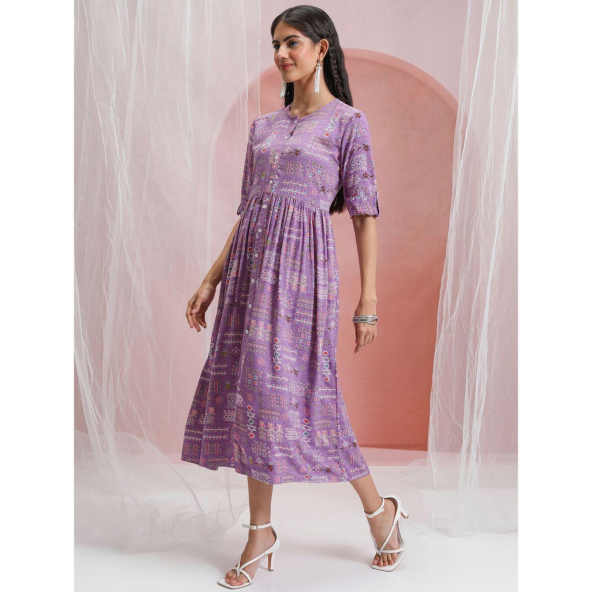 Vishudh X Styli  Boho Tribal Print A-Line Midi Dress-women-clothing-dresses-image-4