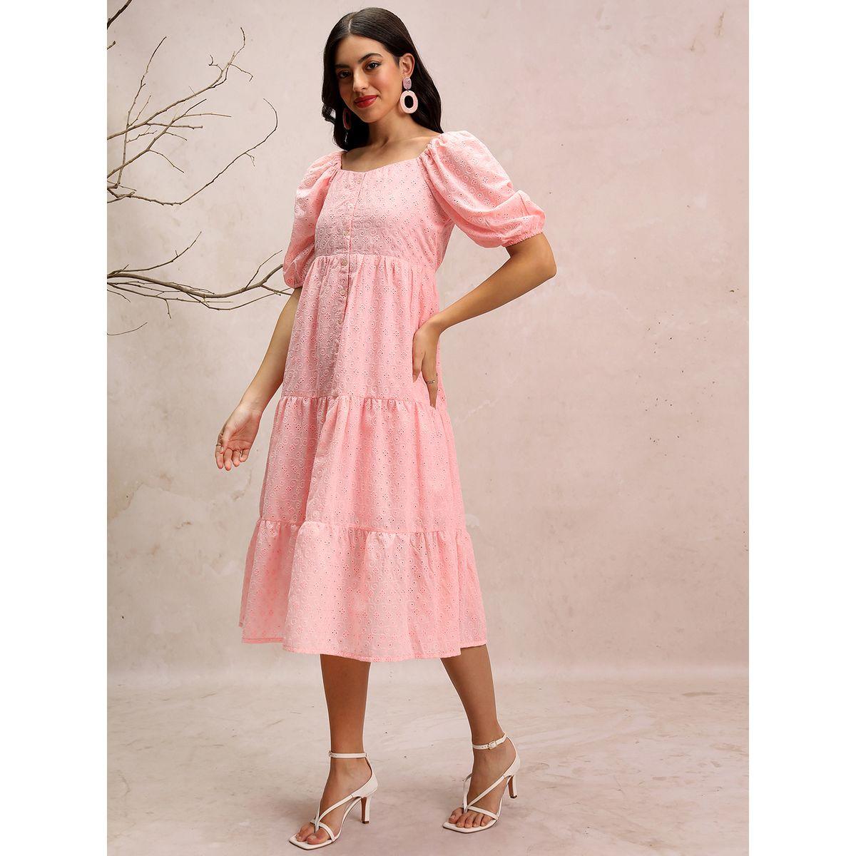 Vishudh X Styli  Schiffli Sweetheart Neck  Fit and Flare Midi Dress-women-clothing-dresses-image-4