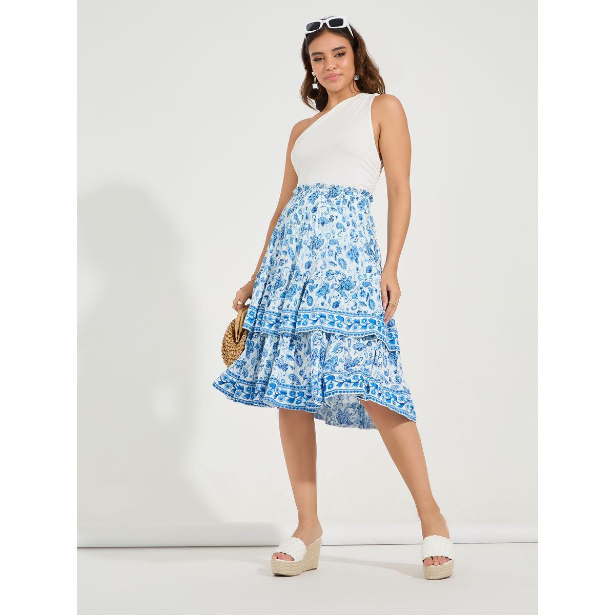 تنورة بطول الركبة مطبعة بزهور-women-clothing-bottoms-skirts-image-1