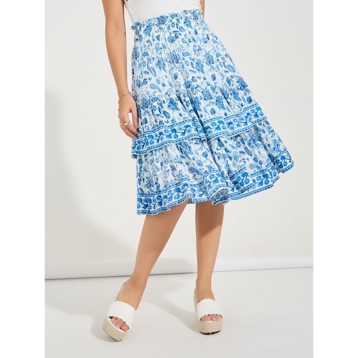 تنورة بطول الركبة مطبعة بزهور-women-clothing-bottoms-skirts-image-2