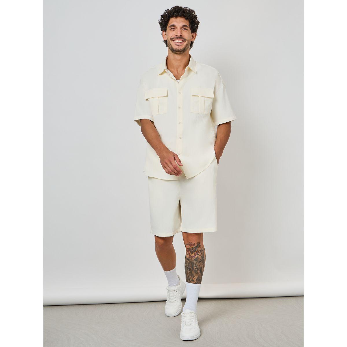 Styli Summer Solid Pocket Shirt & Shorts Co-Ords-men-clothing-coordsets-image-1