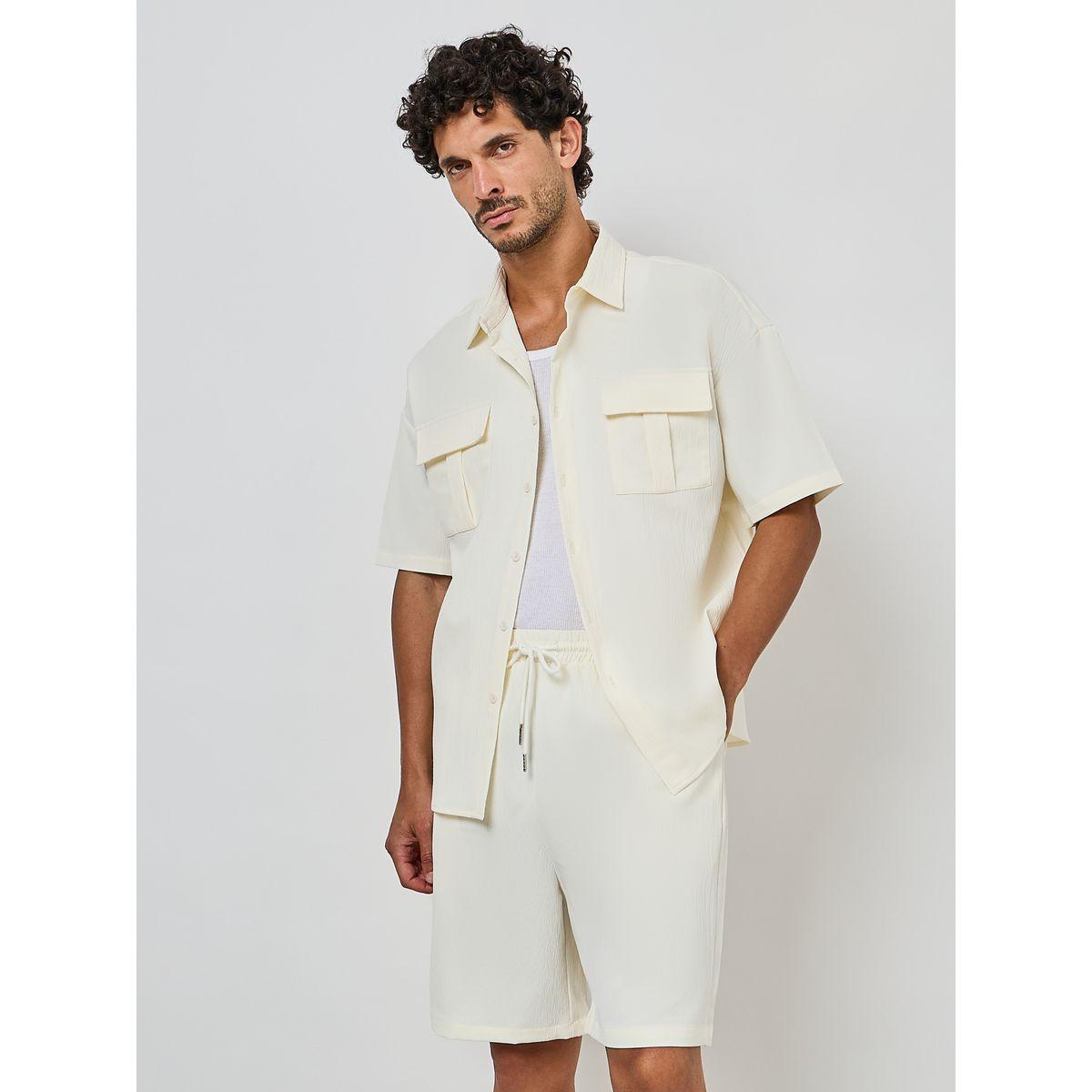 Styli Summer Solid Pocket Shirt & Shorts Co-Ords-men-clothing-coordsets-image-2