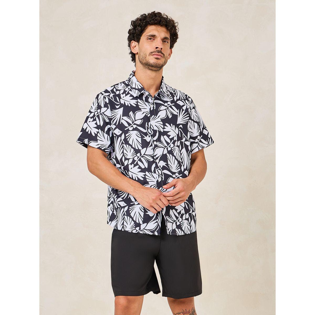 طقم منسق من شورت مع قميص بطبعة استوائية-men-clothing-coordsets-image-2