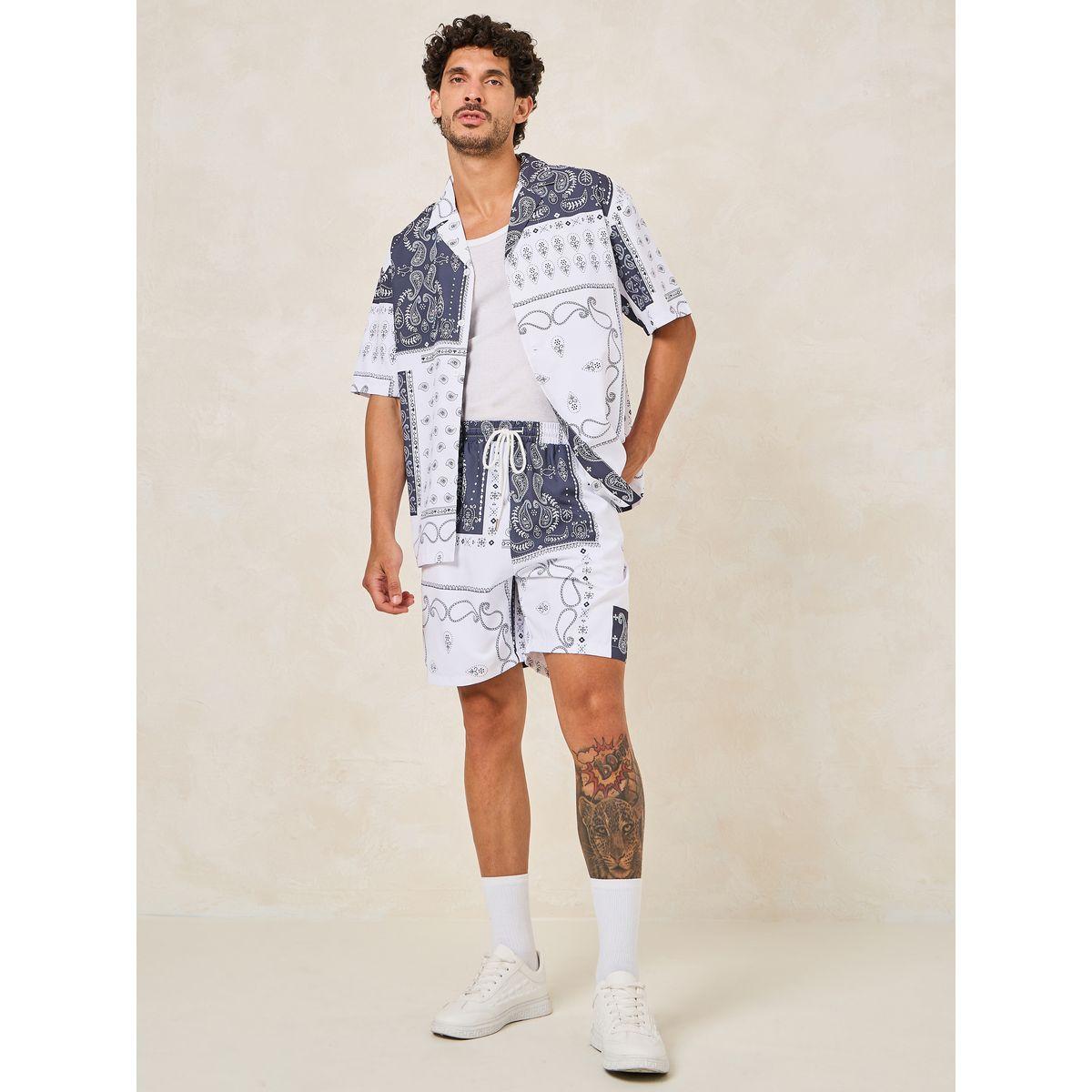 Styli Summer Bandana Paisley Print Shirt & Shorts Co-Ords-men-clothing-coordsets-image-1