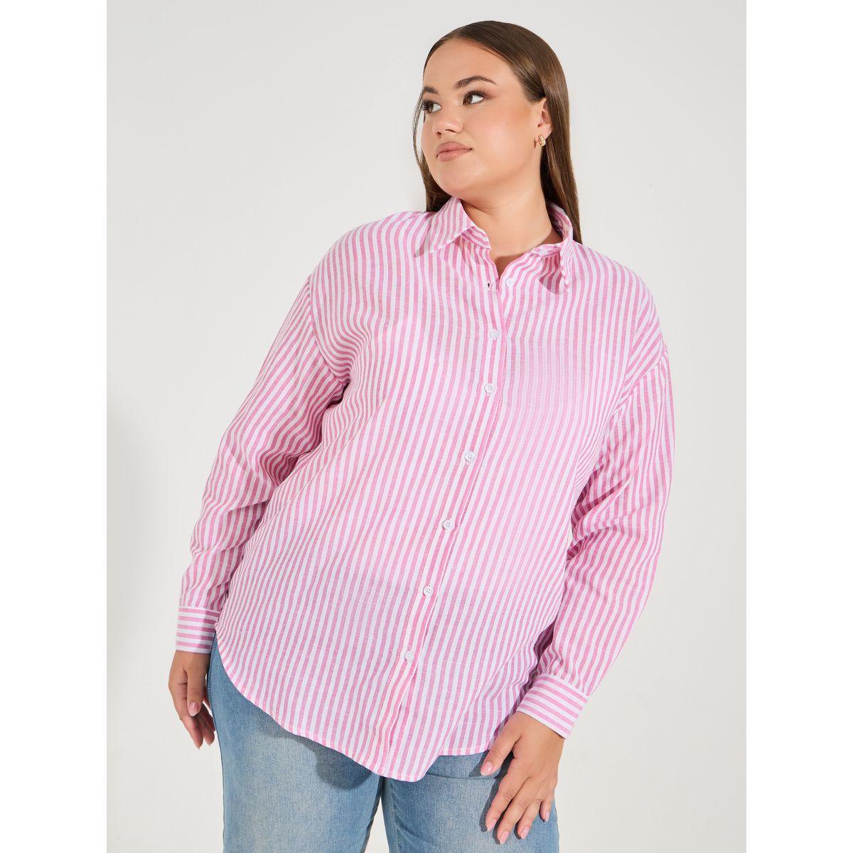 بلوزة فضفاضة بمقاس كبير مع ازرار-women-clothing-shirtsandblouses-shirts-image-3
