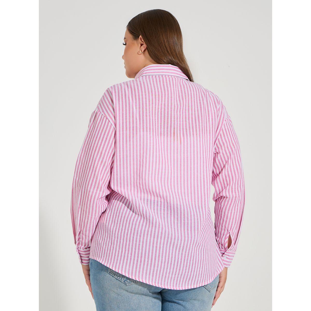 بلوزة فضفاضة بمقاس كبير مع ازرار-women-clothing-shirtsandblouses-shirts-image-1