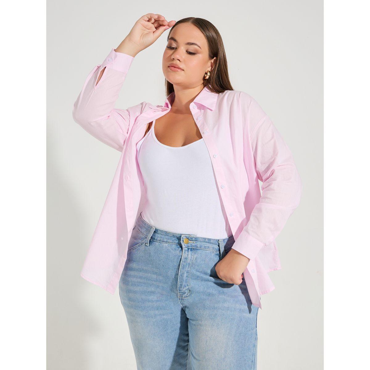 Styli Plus Size Solid Button Through Oversized Shirt-women-clothing-shirtsandblouses-shirts-image-3