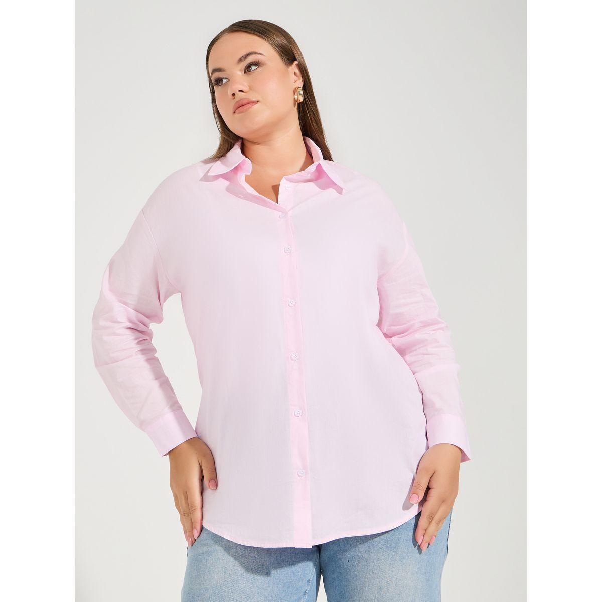 بلوزة سادة فضفاض بمقاس كبير وازرار-women-clothing-shirtsandblouses-shirts-image-4