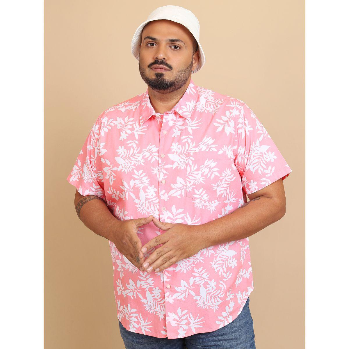 قميص كاجوال بمقاس كبير وطبعة زهور هايلاندر × ستايلي-men-clothing-tshirtsandpolos-tshirts-image-1