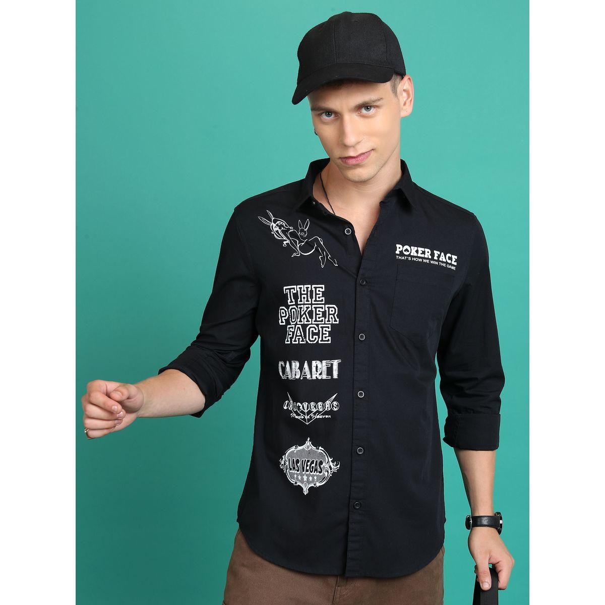 Ketch X Styli  Spread Collar Slim Fit Typography Print Casual Shirt-men-clothing-shirts-image-1