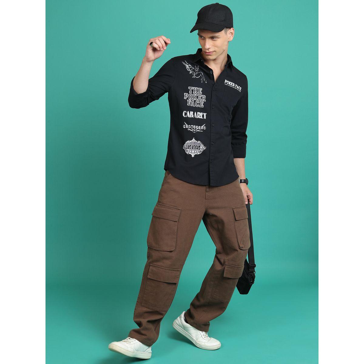 Ketch X Styli  Spread Collar Slim Fit Typography Print Casual Shirt-men-clothing-shirts-image-2