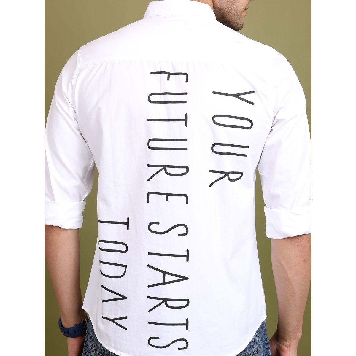 قميص كاجوال بطبعة كتابة وقصة سليم فت كيتش × ستايلي-men-clothing-shirts-image-2