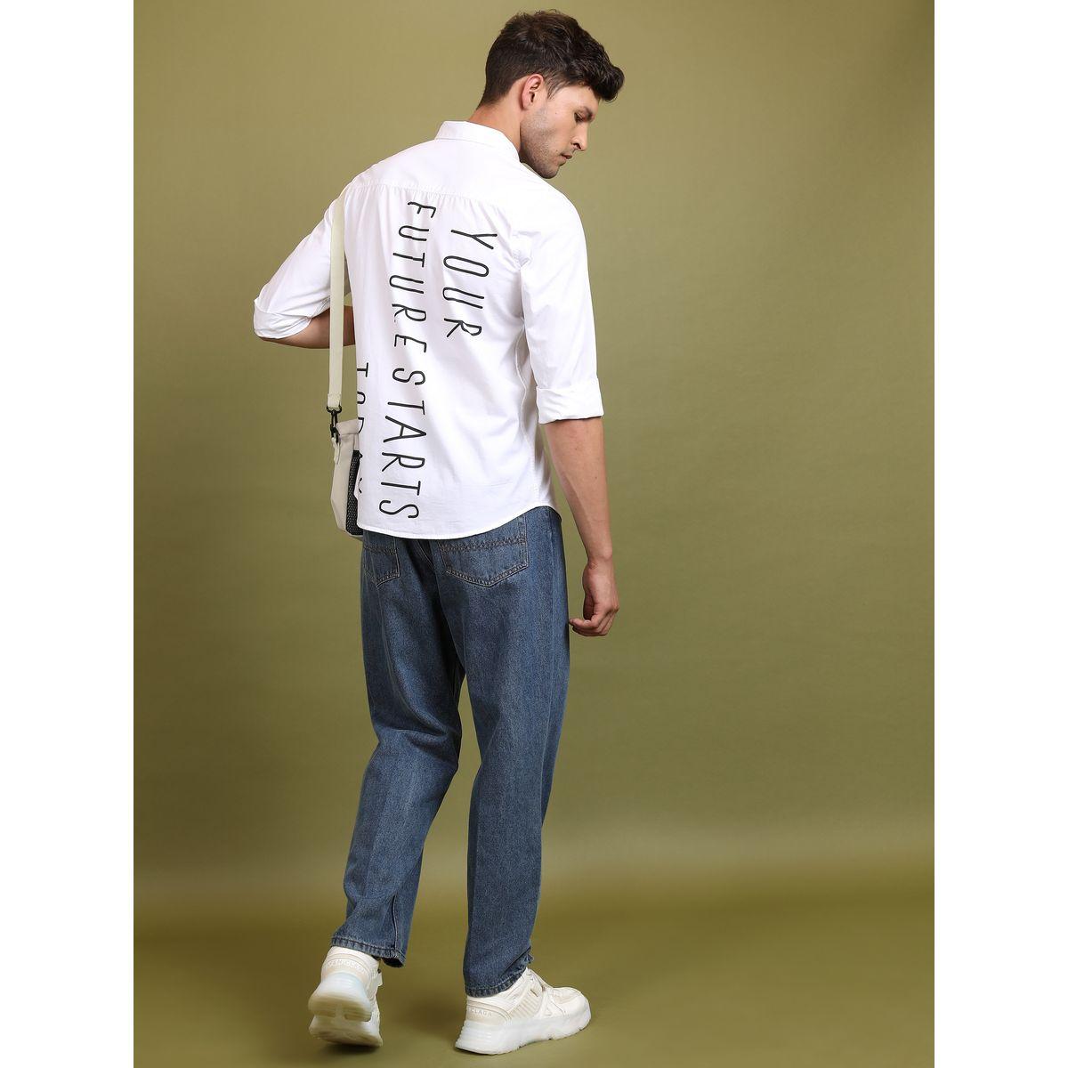 قميص كاجوال بطبعة كتابة وقصة سليم فت كيتش × ستايلي-men-clothing-shirts-image-4