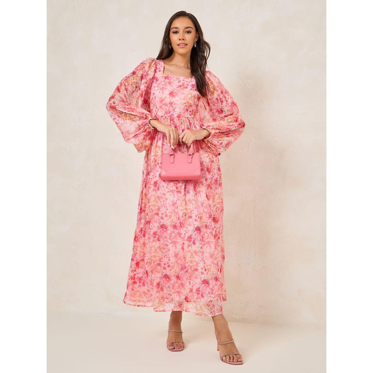 Styli Floral Print Square Neck A-Line Maxi Dress-women-clothing-dresses-image-1