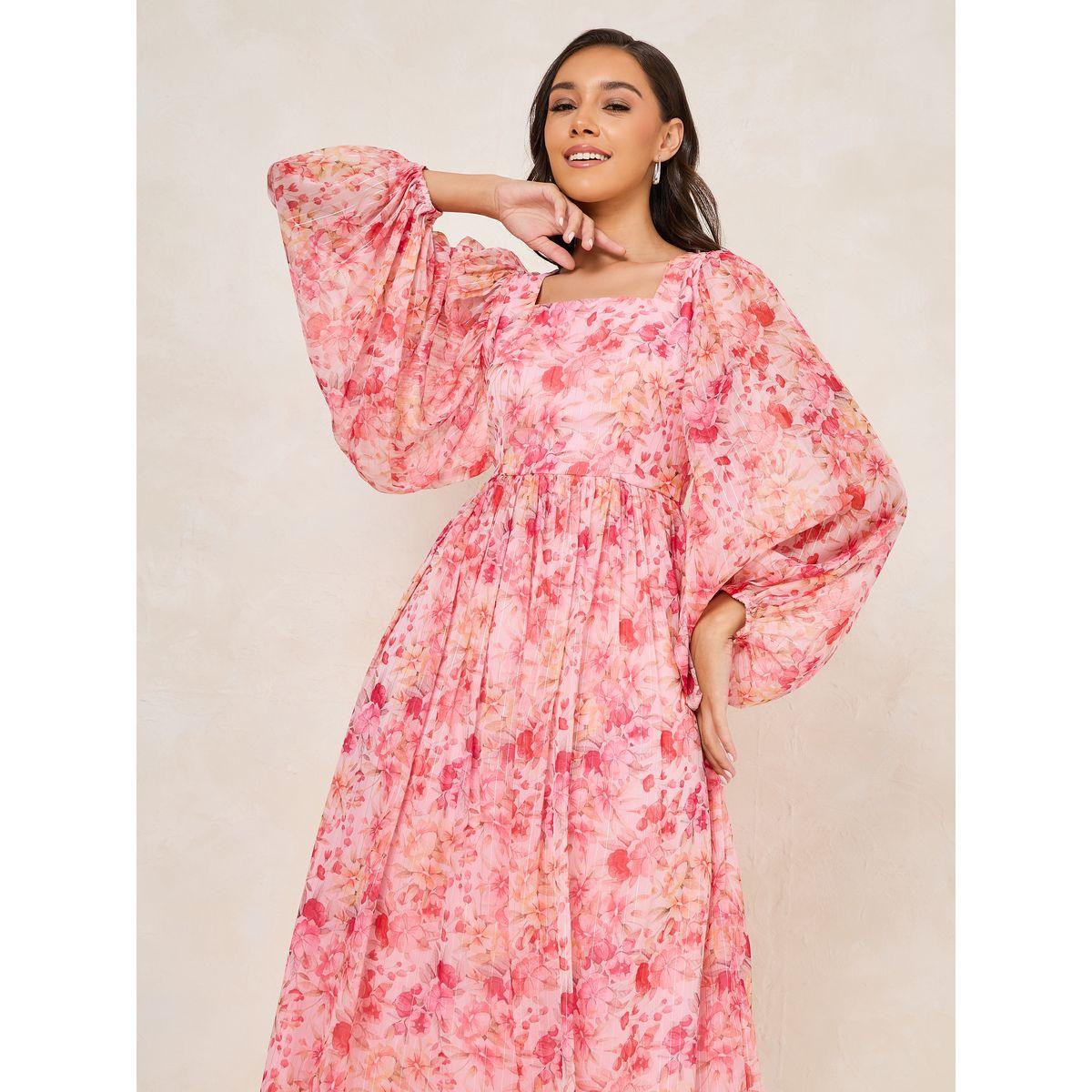 Styli Floral Print Square Neck A-Line Maxi Dress-women-clothing-dresses-image-2