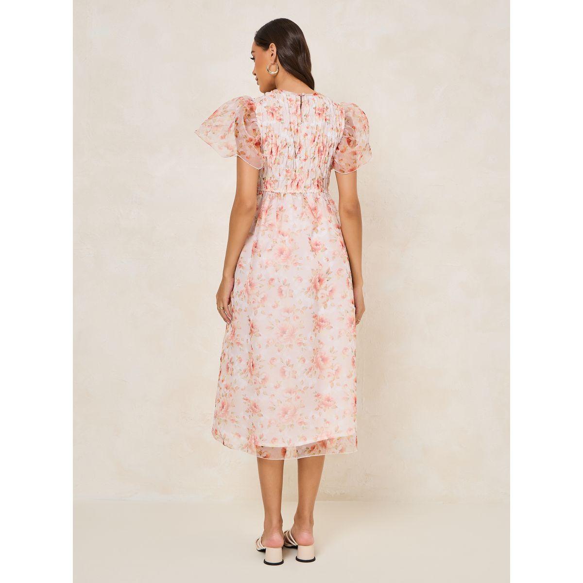 فستان ميدي مطبع بزهور مع اكمام منفوخة-women-clothing-dresses-image-4
