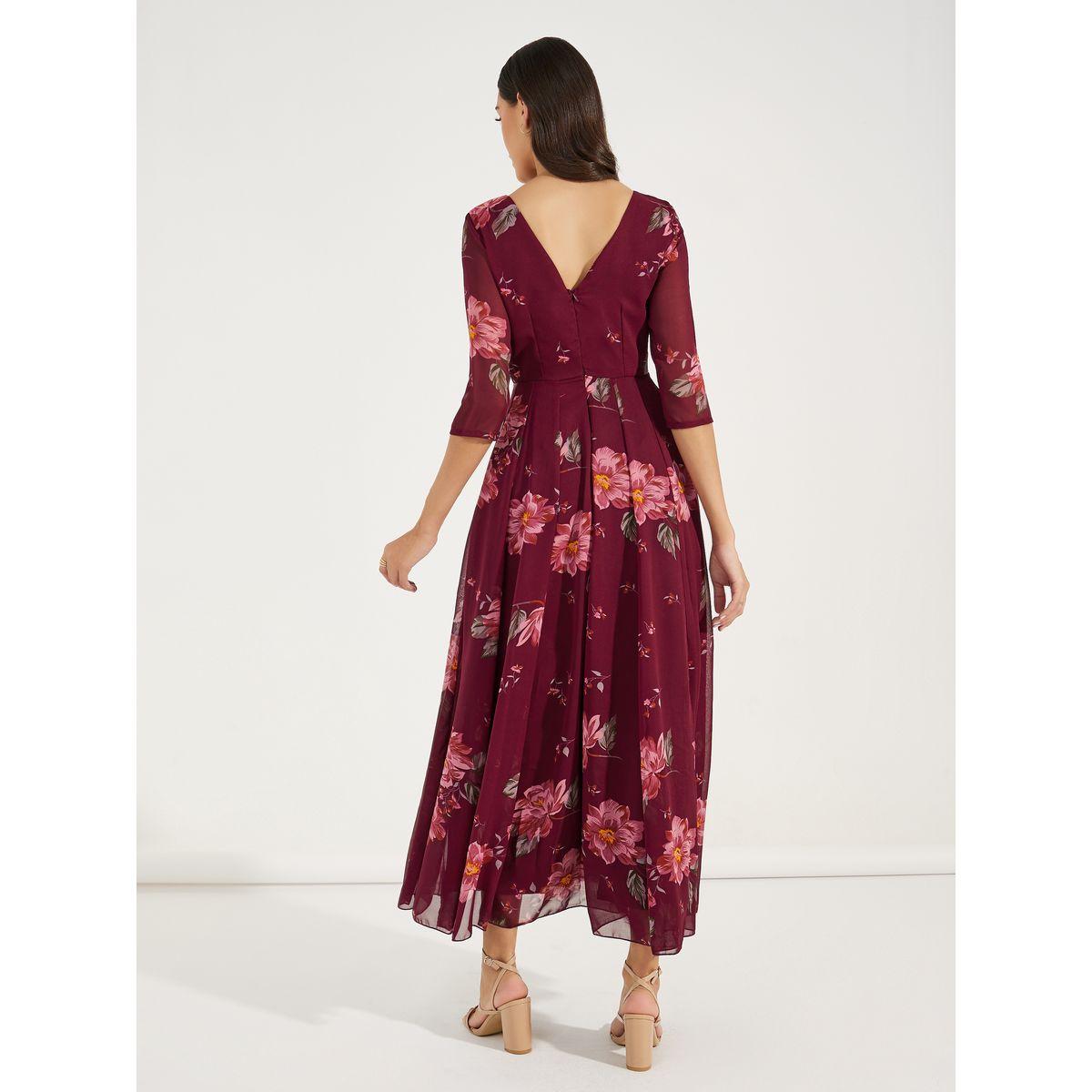 فستان طويل مطبع بزهور مع حافة واسعة-women-clothing-dresses-image-4
