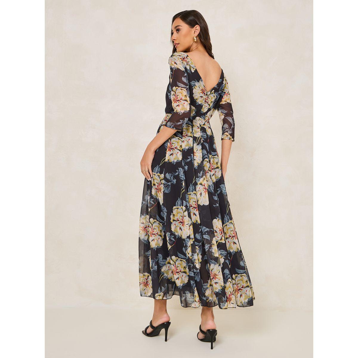 فستان طويل مطبع بزهور مع حافة واسعة-women-clothing-dresses-image-4