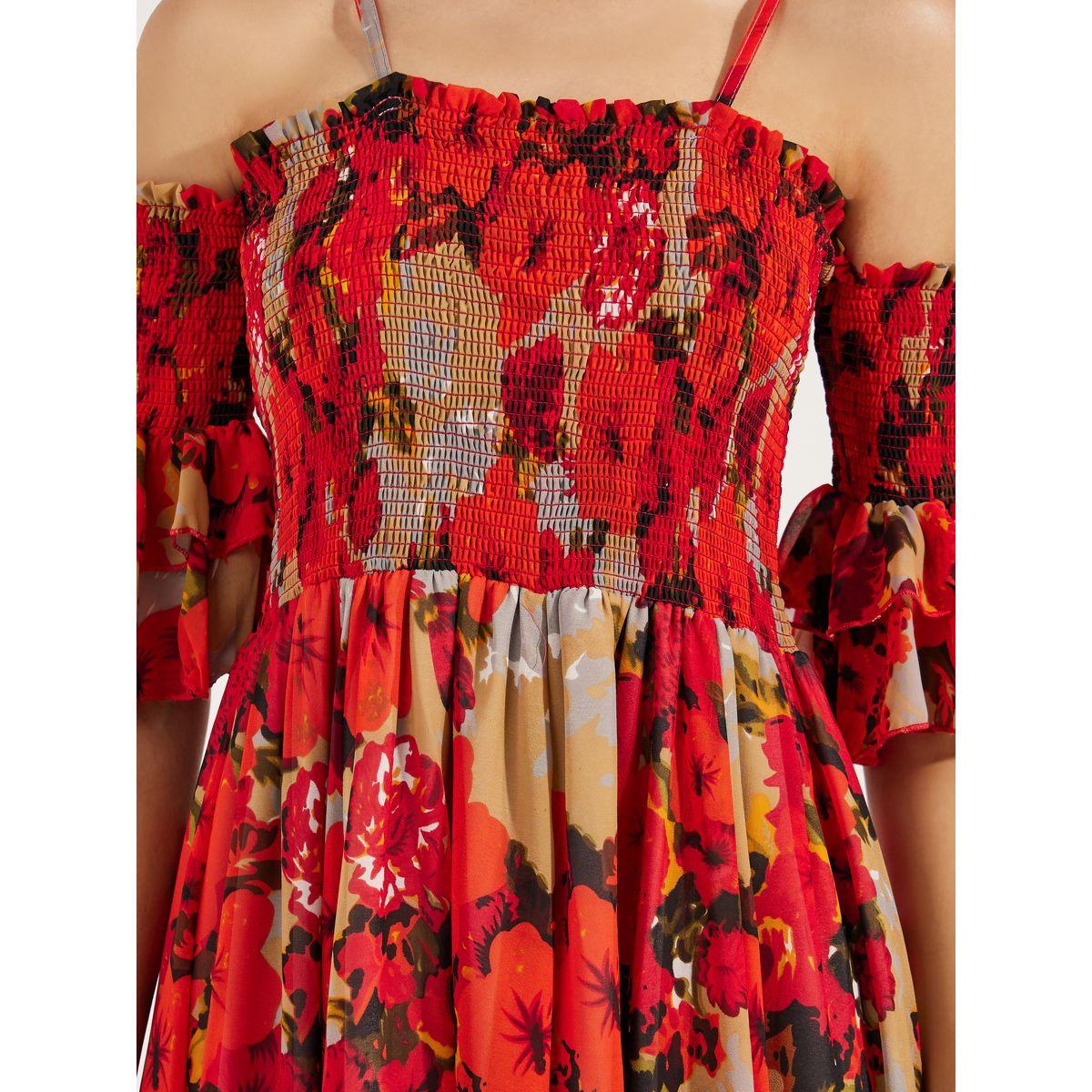 Styli Floral Print Cold Shoulder Sleeves Maxi Dress-women-clothing-dresses-image-3