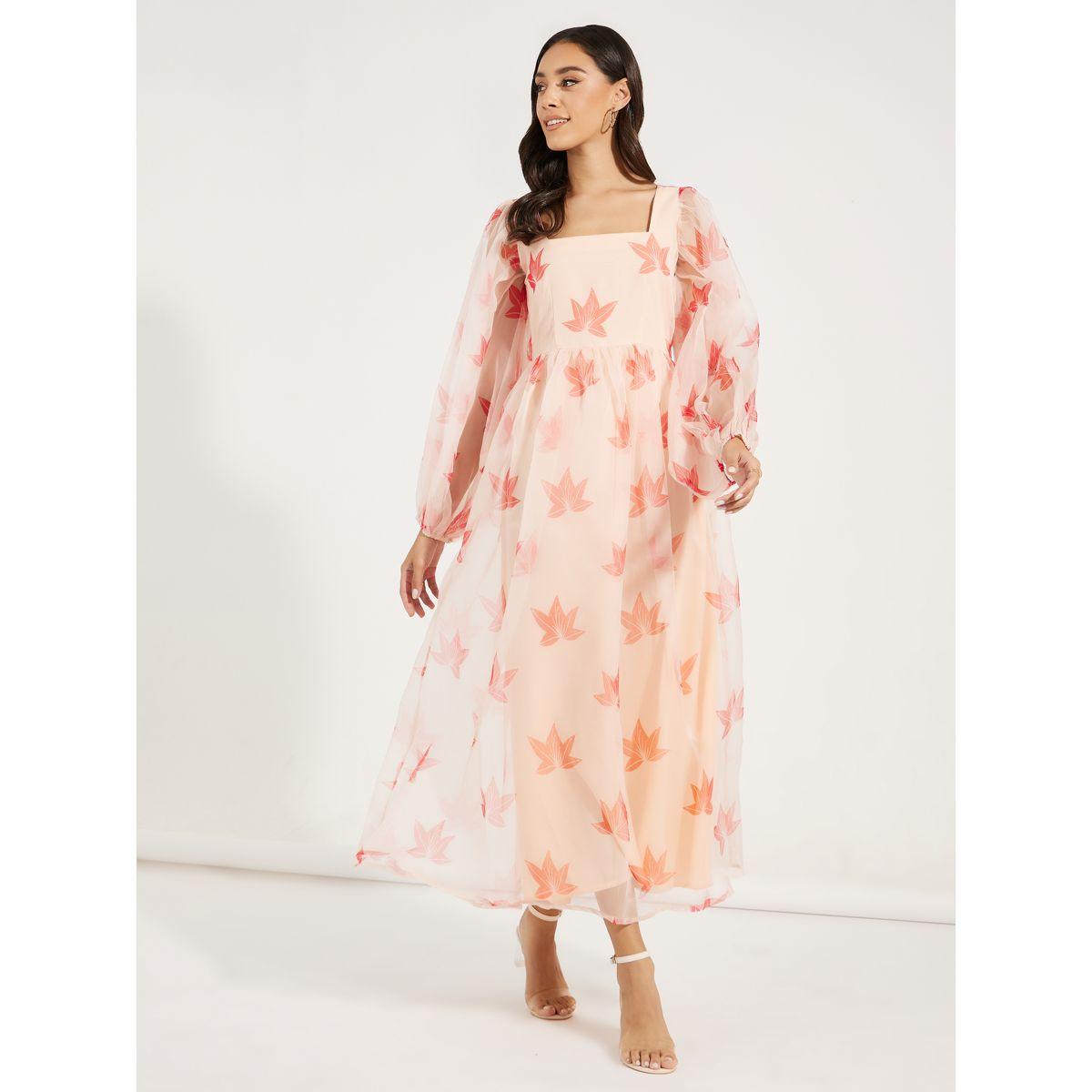 فستان طويل مطبع بزهور مع اكمام طويلة-women-clothing-dresses-image-1