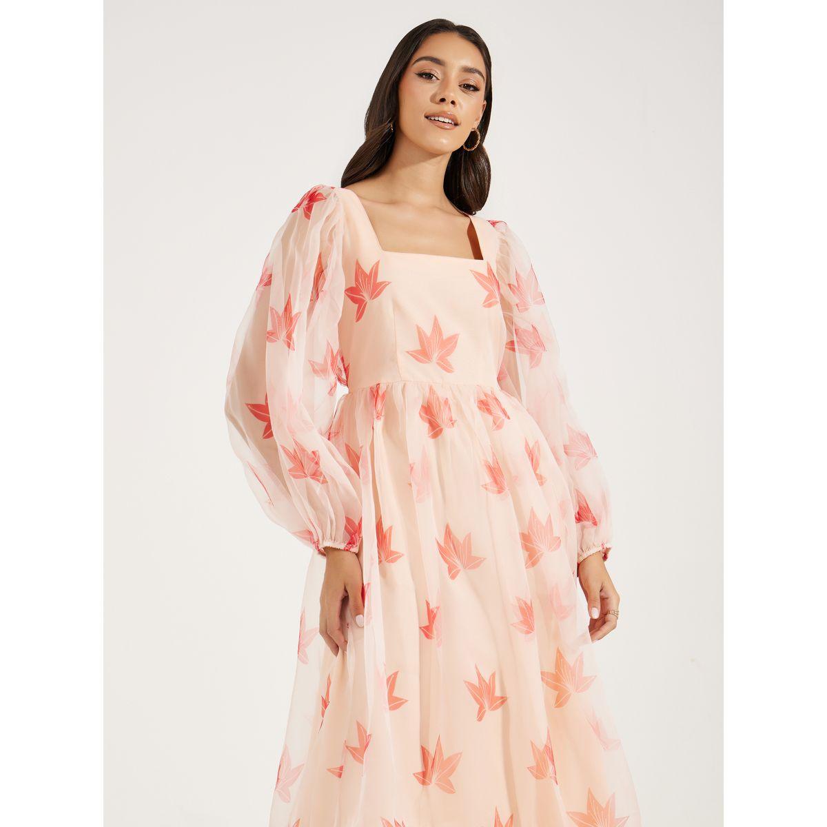 فستان طويل مطبع بزهور مع اكمام طويلة-women-clothing-dresses-image-2
