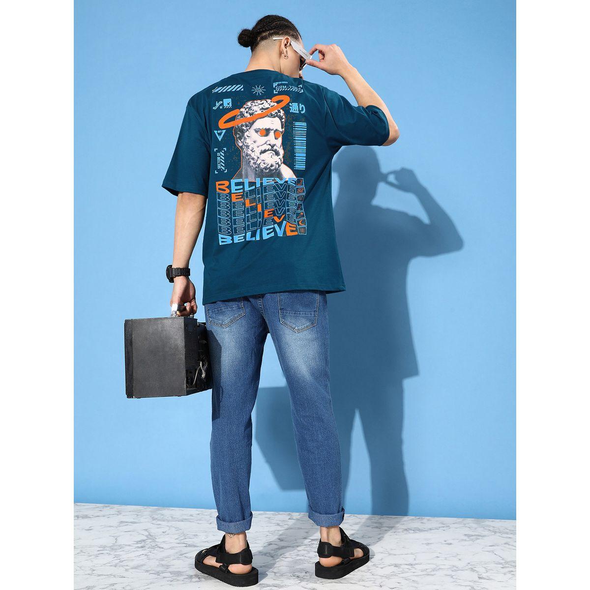 Difference of Opinion X Styli  Oversized Believe Back Print T-Shirt with Badge Detail-men-clothing-tshirtsandpolos-tshirts-image-1
