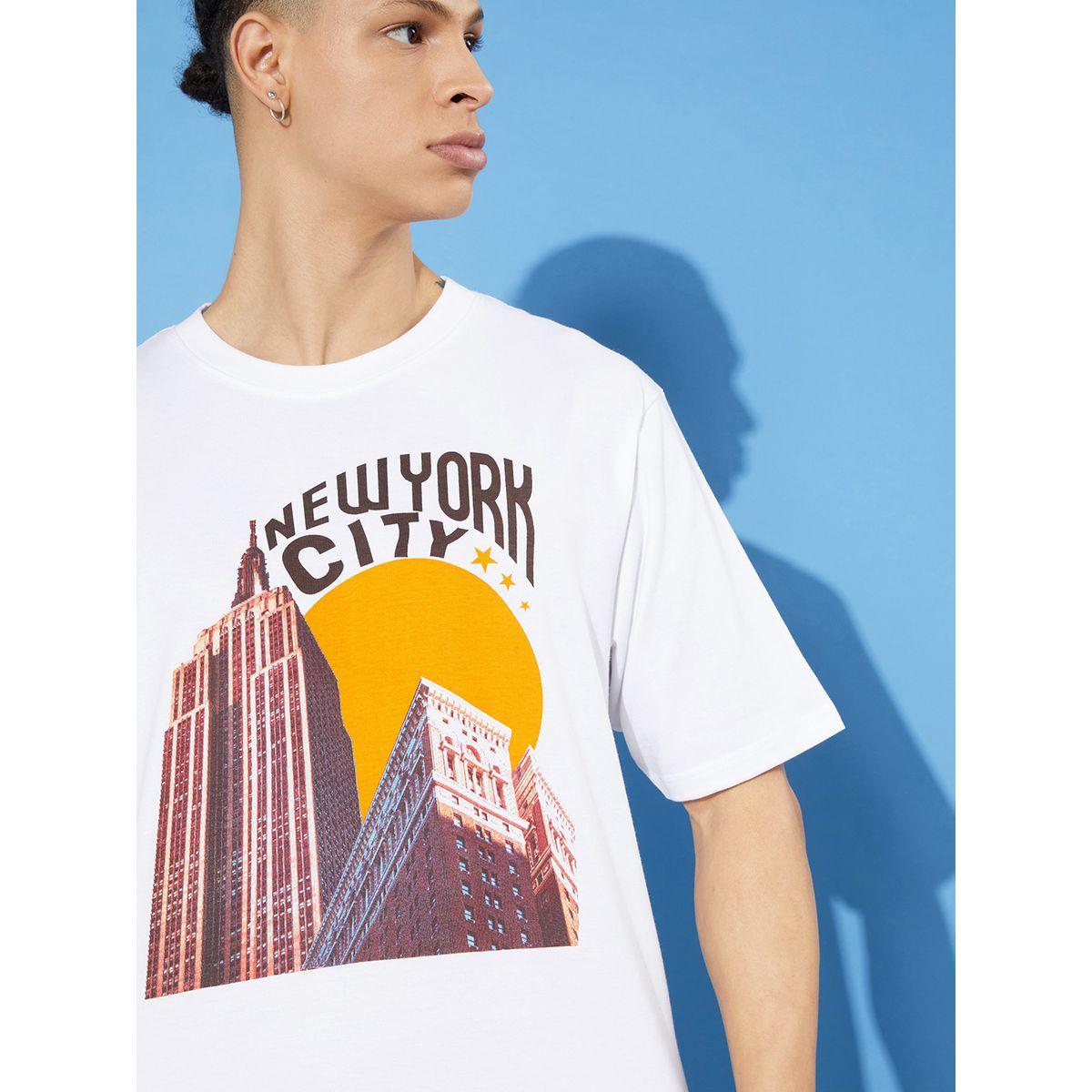 تيشيرت واسع بطبعة جرافيك واكمام قصيرة ديلينجر × ستايلي-men-clothing-tshirtsandpolos-tshirts-image-2