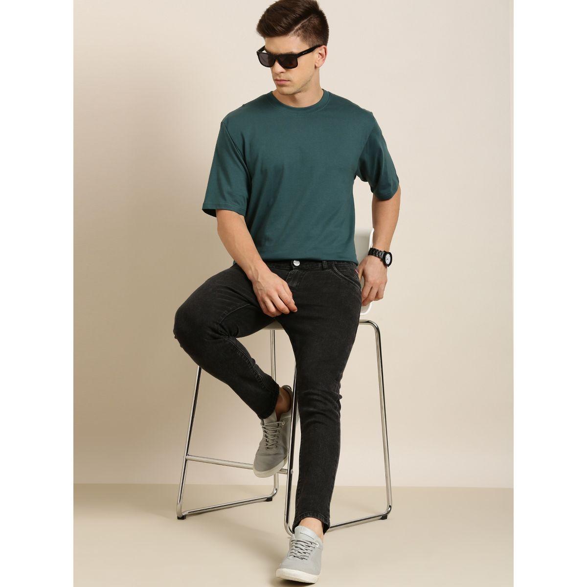 Dillinger Oversized Solid Crew Neck T-Shirt with Short Sleeves-men-clothing-tshirtsandpolos-tshirts-image-4