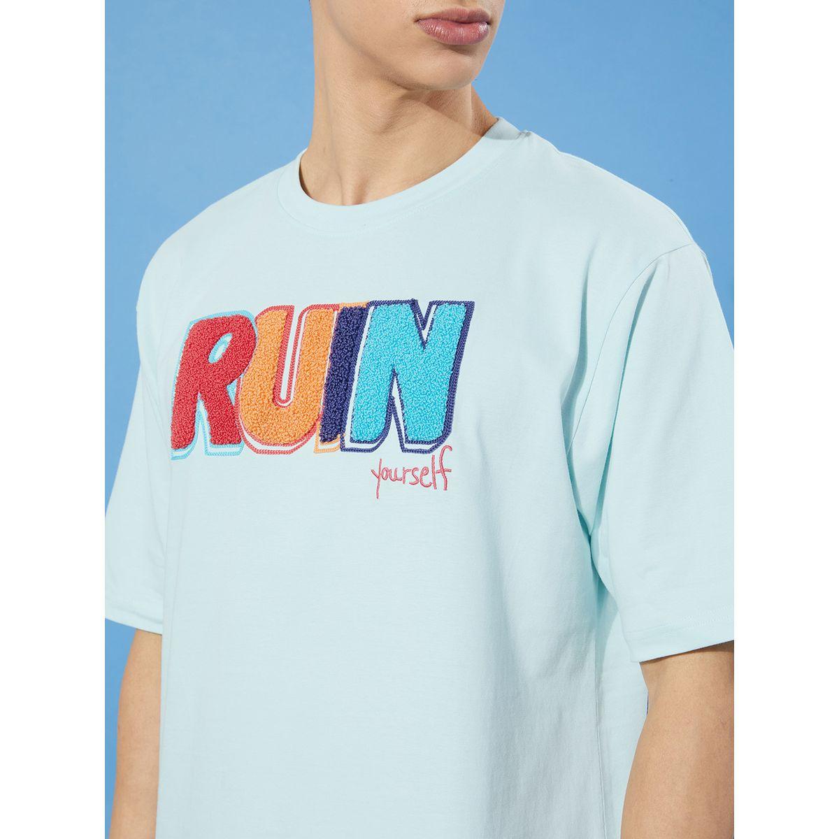تيشيرت واسع بتفاصيل كتابة مُطرّزة-men-clothing-tshirtsandpolos-tshirts-image-2