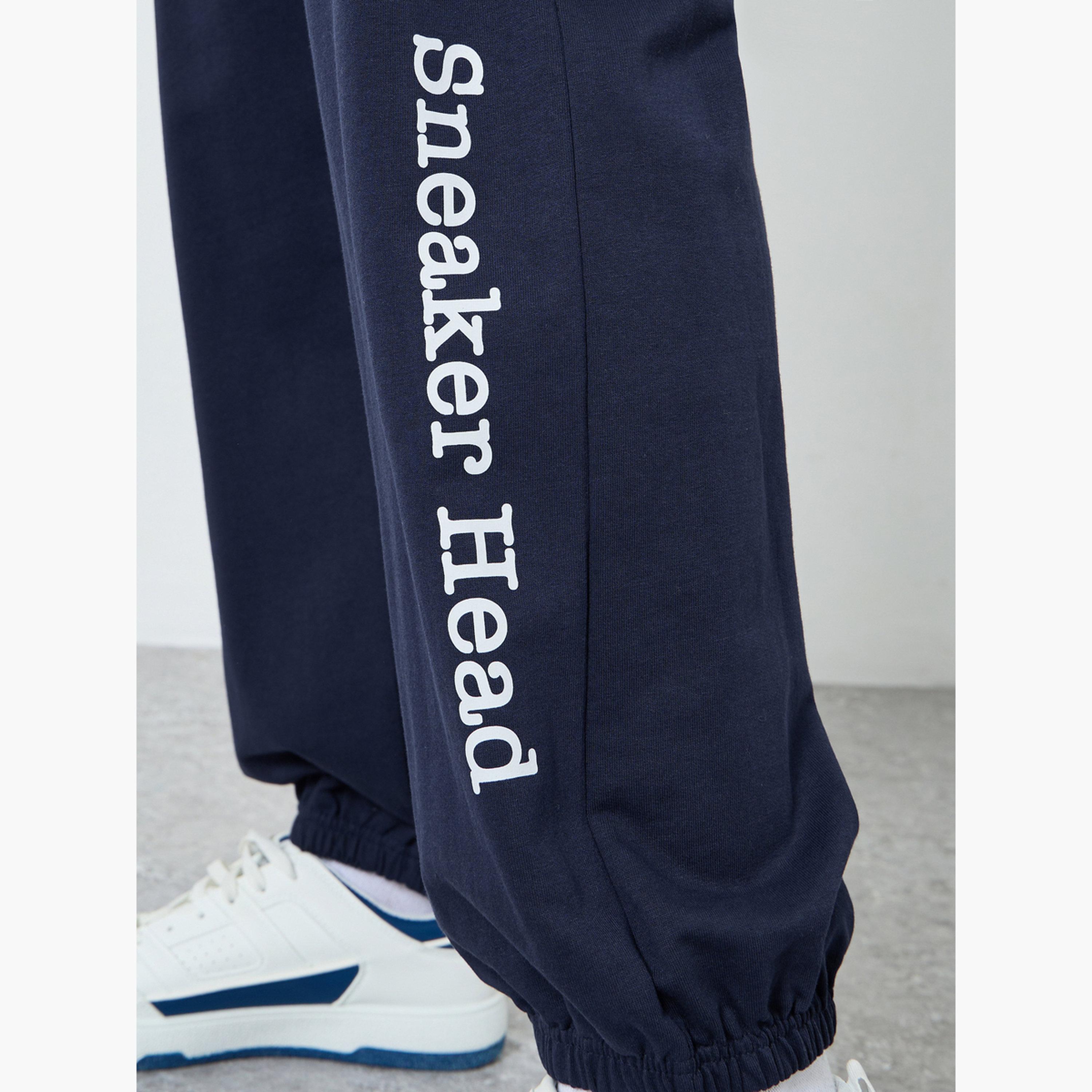 Styli Men Navy Blue Slogan Print Relaxed Joggers-men-clothing-bottoms-joggers-image-4