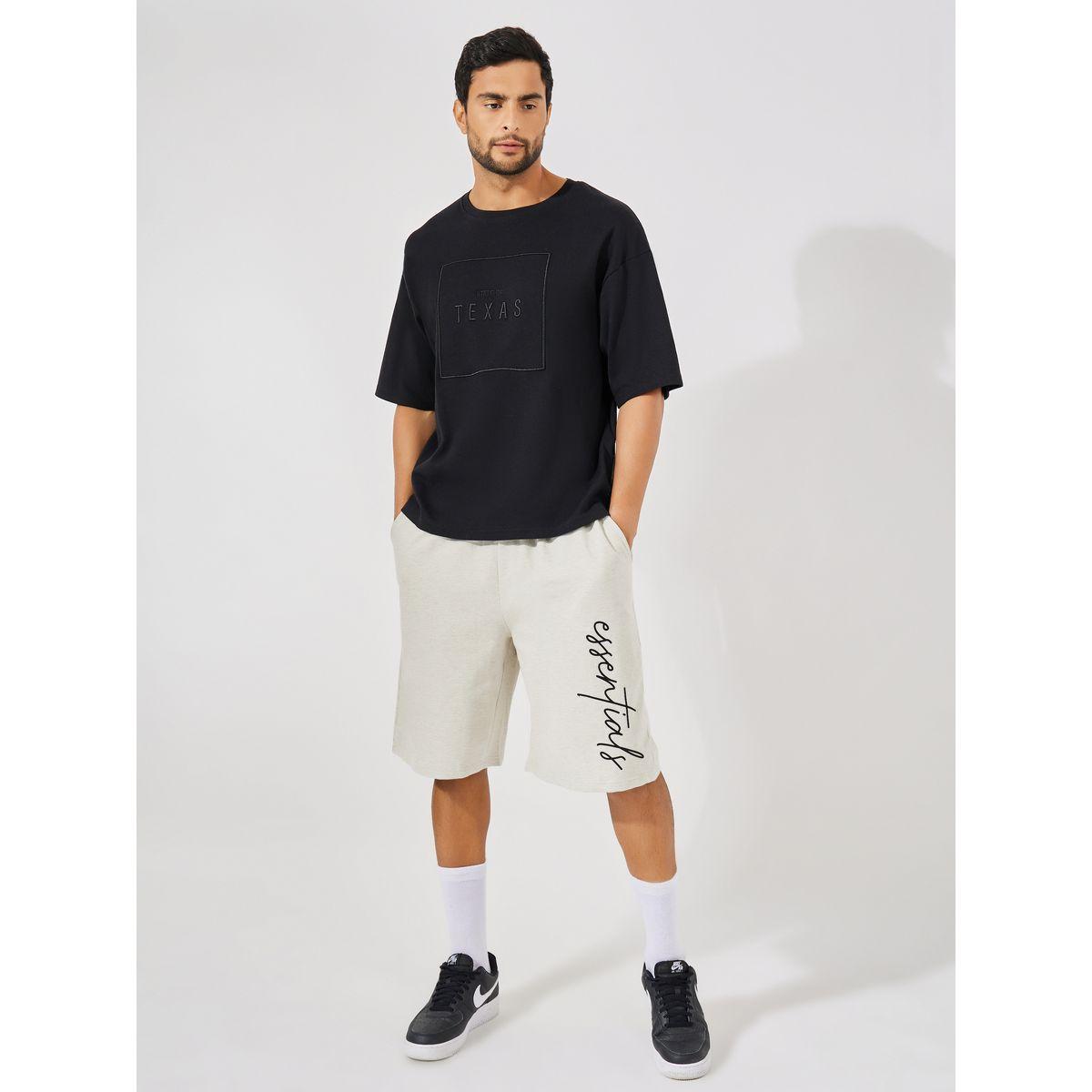 شورت قطن فضفاض بطبعة كتابة مع اربطة-men-clothing-bottoms-shorts-image-2