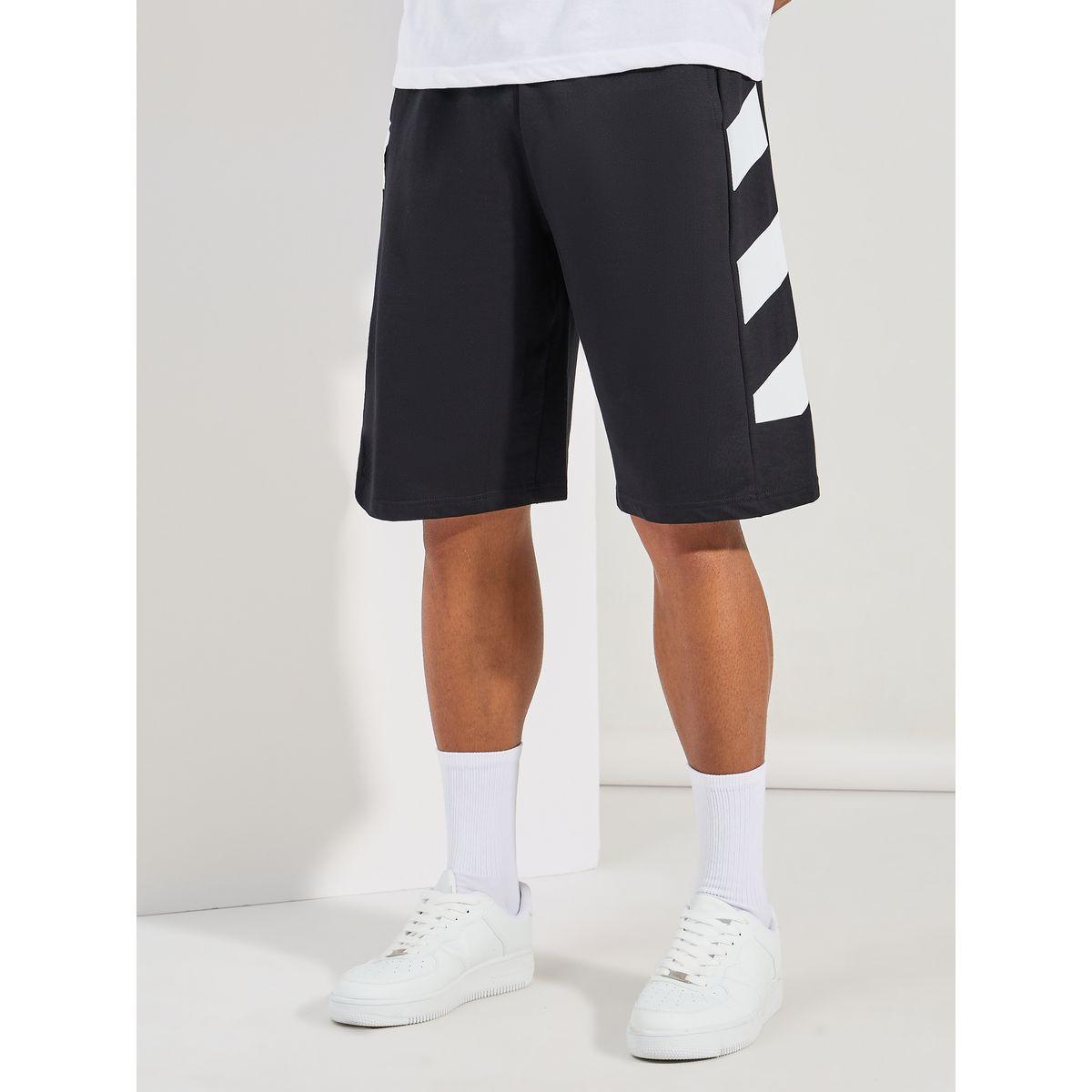 Styli Oversized Cotton Terry Block Striped Shorts-men-clothing-bottoms-shorts-image-1