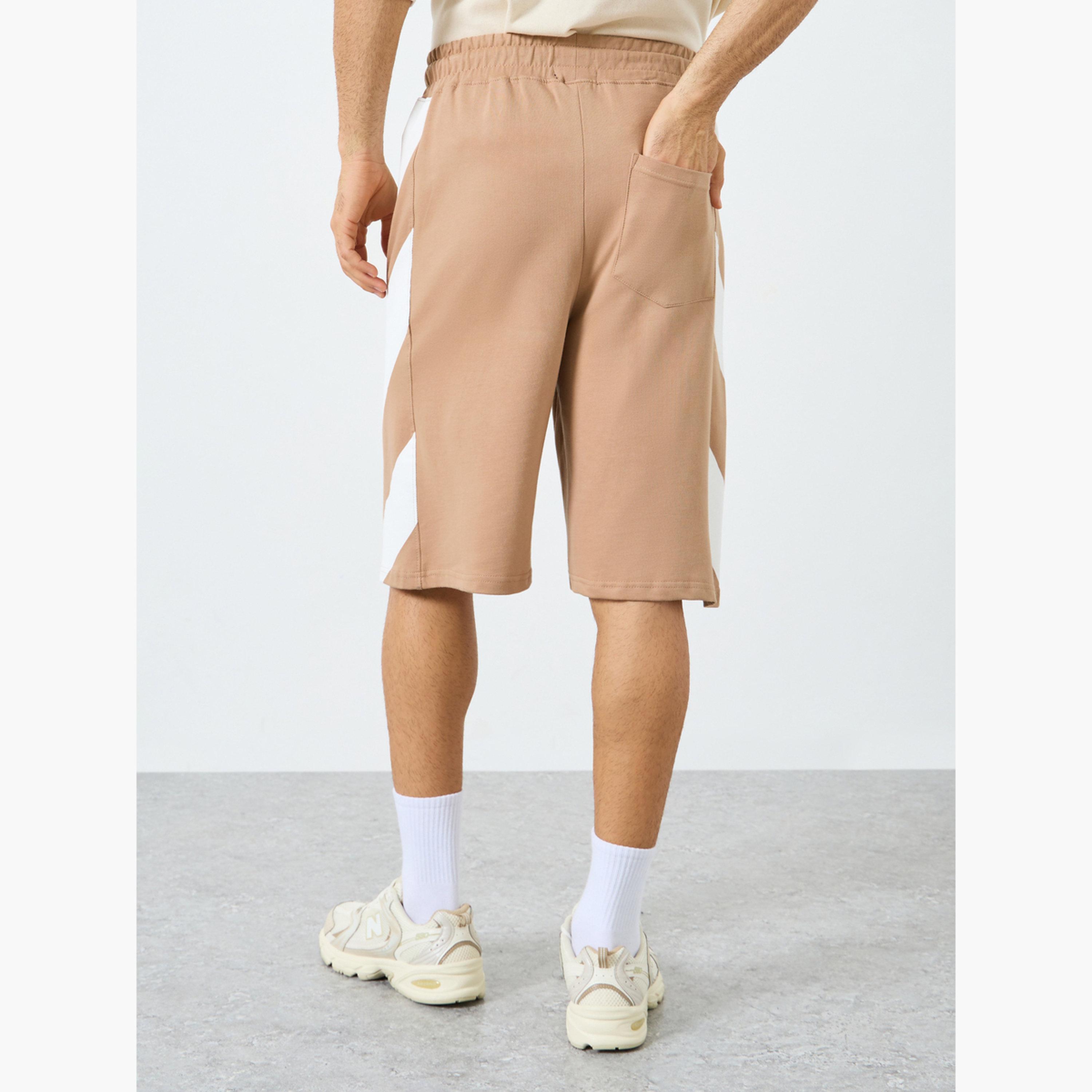 Styli Men Oversized Cotton Terry Block Striped Shorts-men-clothing-bottoms-shorts-image-4
