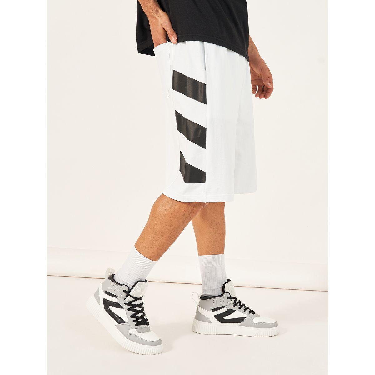 Styli Oversized Cotton Terry Block Striped Shorts-men-clothing-bottoms-shorts-image-1