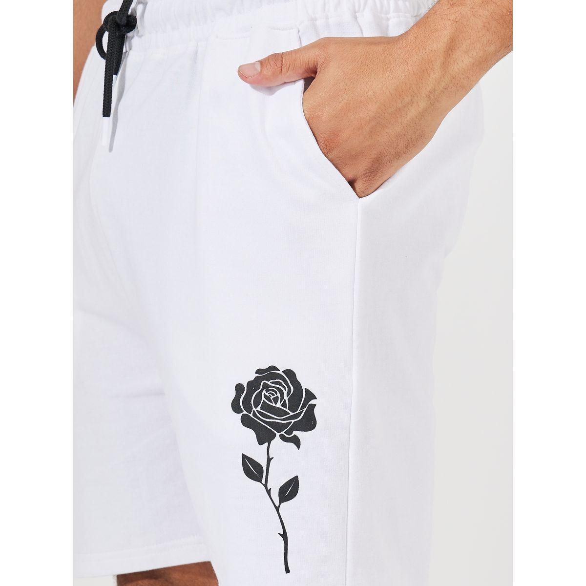 Styli Floral Printed Fleece Regular Shorts with Contrast Drawstring-men-clothing-bottoms-shorts-image-3