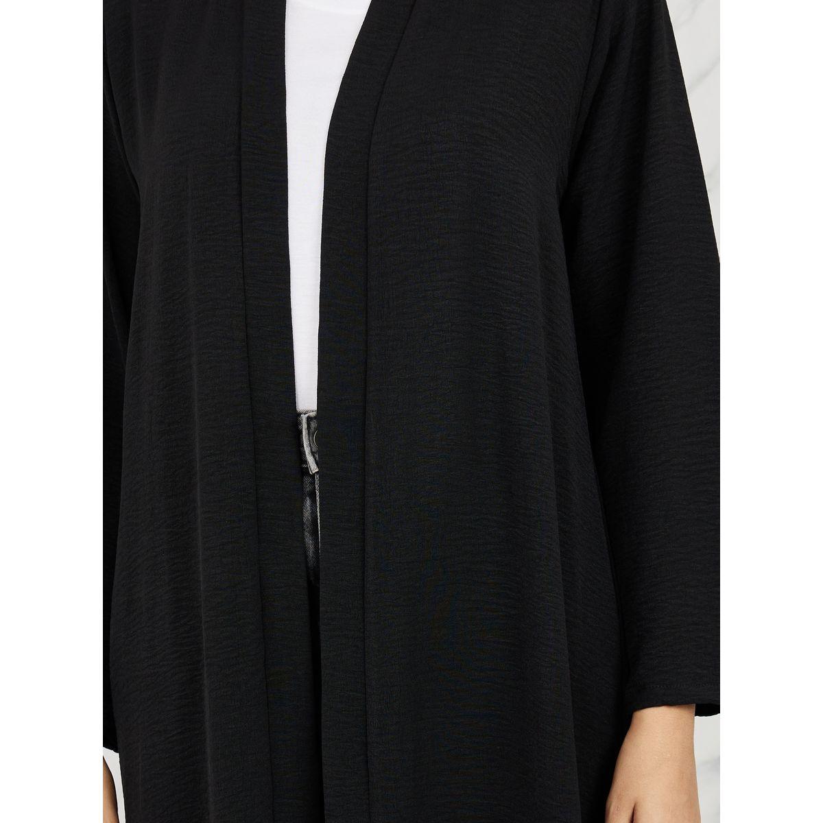 Styli Textured Open Front Casual Maxi Abaya-women-arabicclothing-abayas-image-3