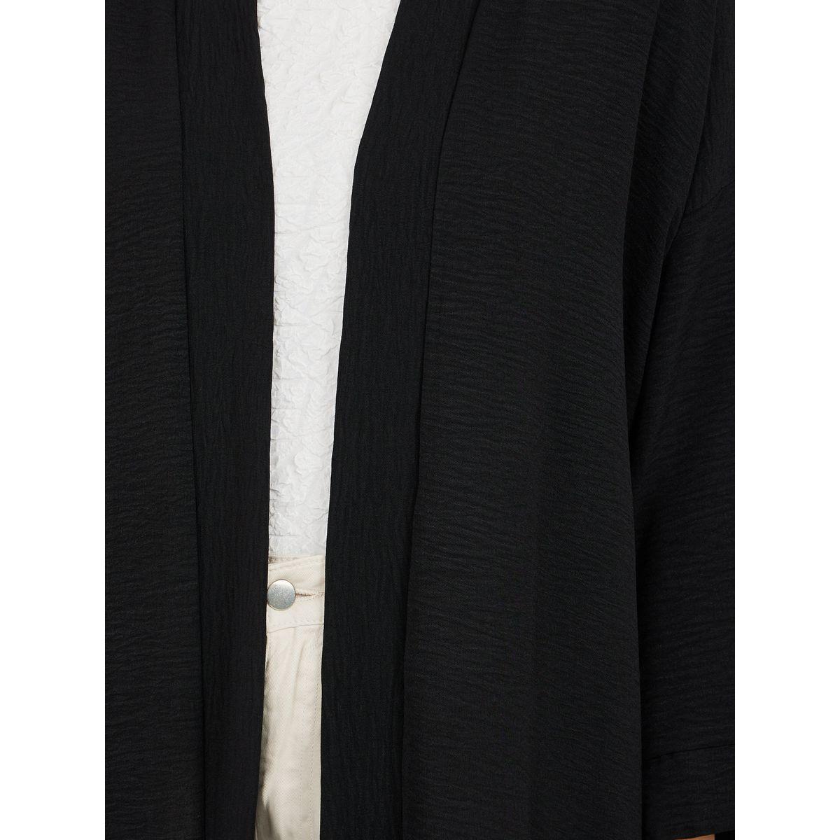 Styli Textured Open Front Casual Maxi Abaya with Side Slit-women-arabicclothing-abayas-image-3