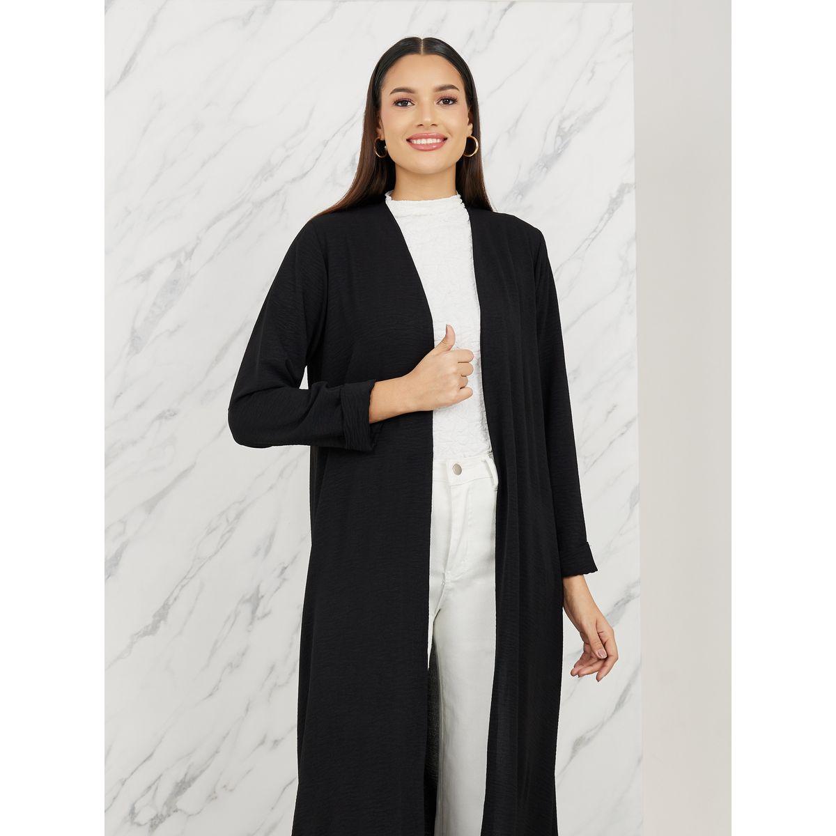 Styli Textured Roll Up Sleeves Casual Abaya-women-arabicclothing-abayas-image-2