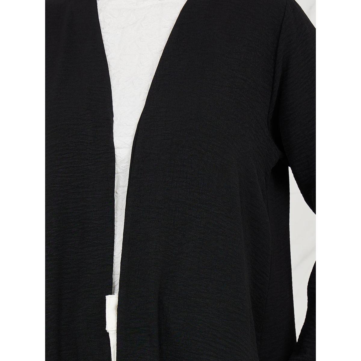 Styli Textured Roll Up Sleeves Casual Abaya-women-arabicclothing-abayas-image-3