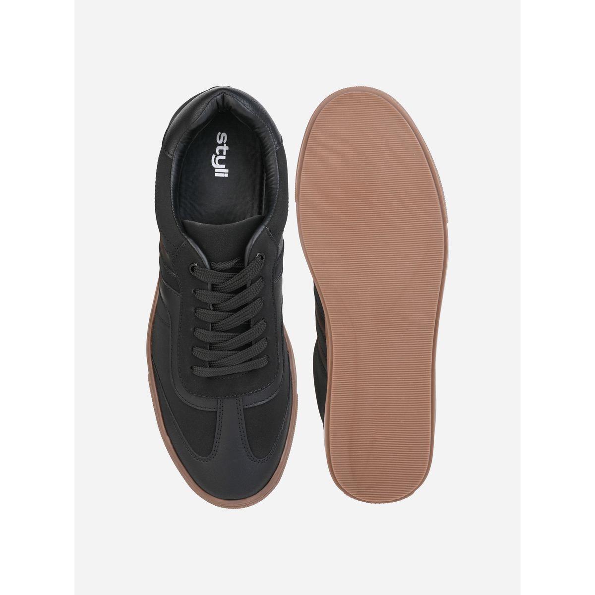 Styli Panelled Rubber Sole Lace Up Sneakers-men-shoes-sneakers-image-5