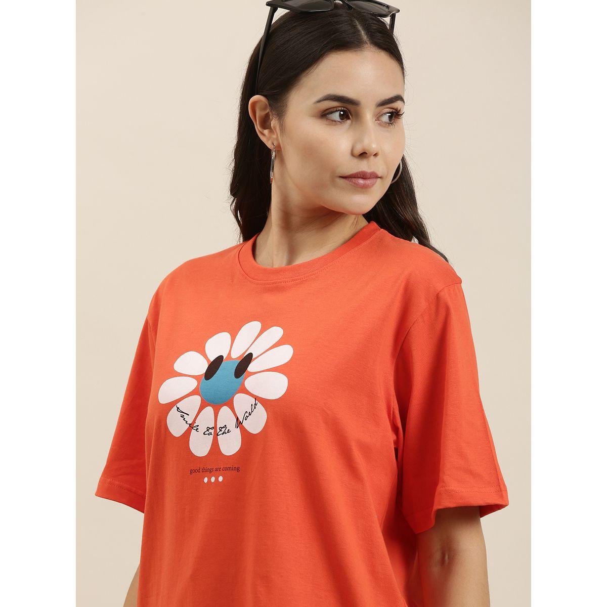Dillinger Oversized Flower Graphic Print T-Shirt with Drop Shoulder Sleeves-women-clothing-tshirts-image-2