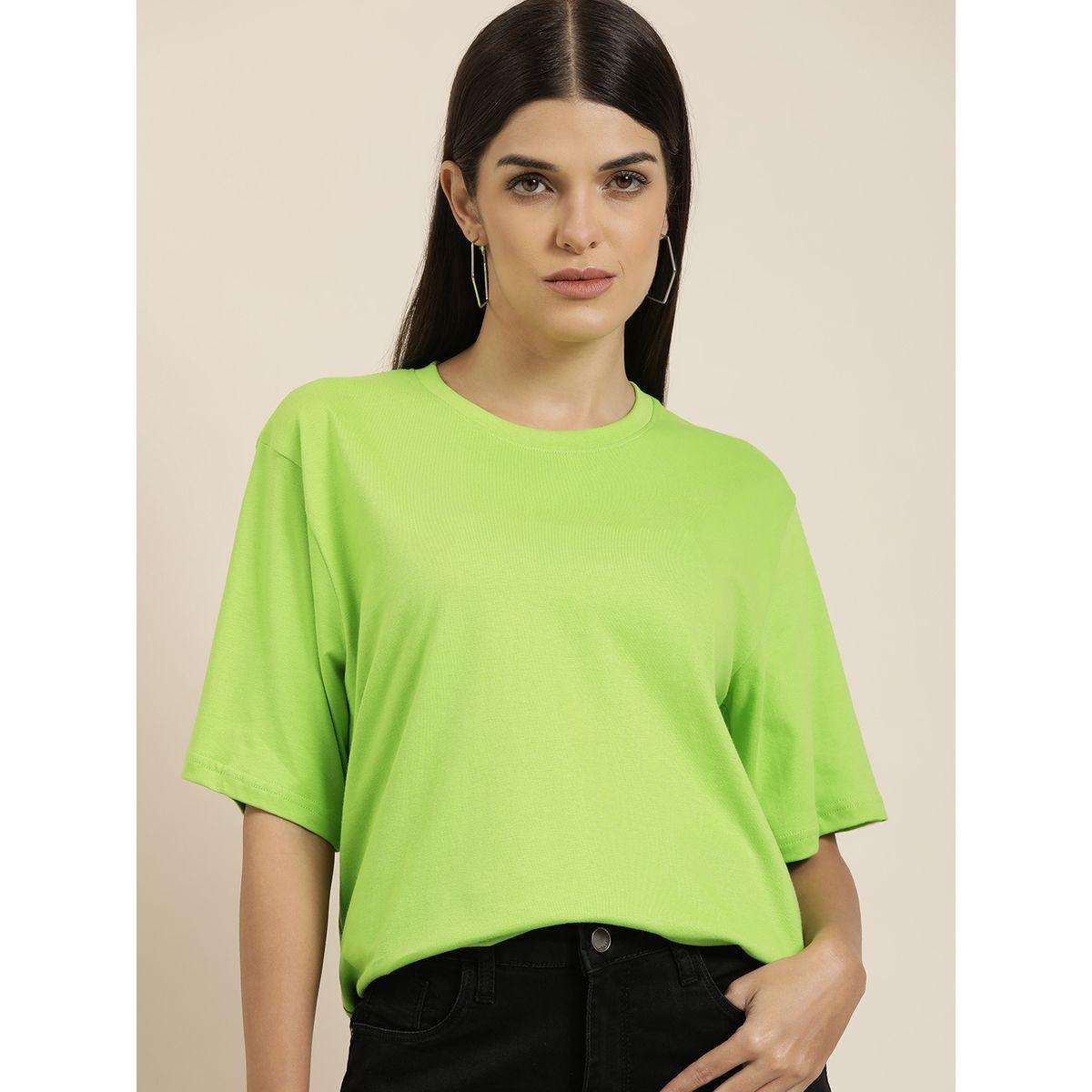 Dillinger X Styli  Oversized Solid T-Shirt with Drop Shoulder Sleeves-women-clothing-tshirts-image-1