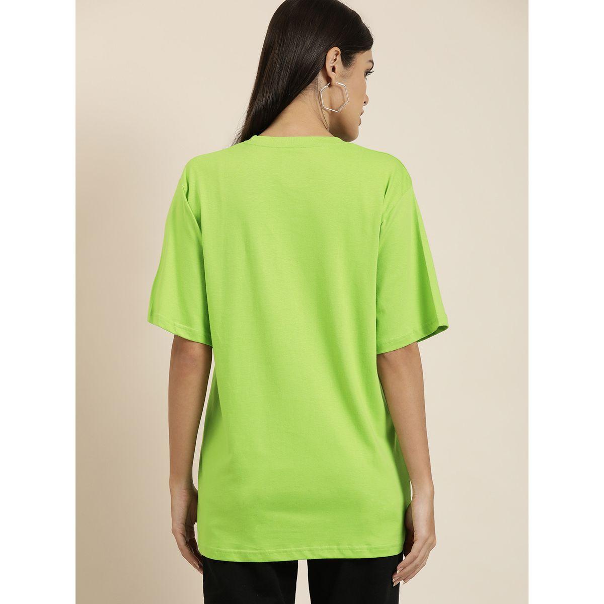 Dillinger X Styli  Oversized Solid T-Shirt with Drop Shoulder Sleeves-women-clothing-tshirts-image-3